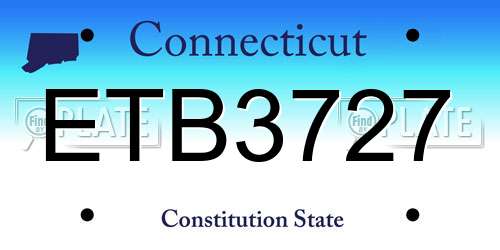 ETB3727 Connecticut License Plate