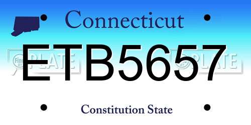 ETB5657 Connecticut License Plate