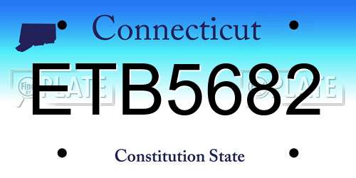 ETB5682 Connecticut License Plate