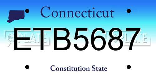 ETB5687 Connecticut License Plate