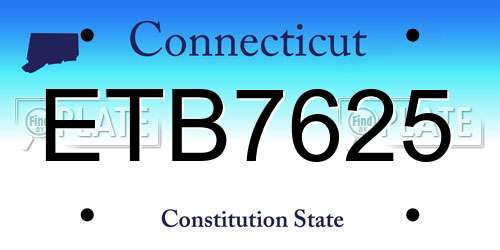 ETB7625 Connecticut License Plate