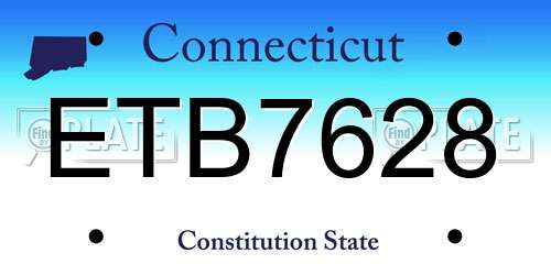 ETB7628 Connecticut License Plate
