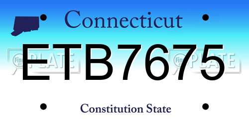 ETB7675 Connecticut License Plate