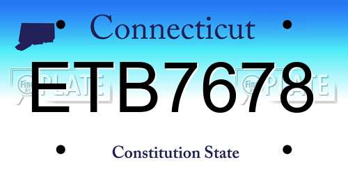 ETB7678 Connecticut License Plate