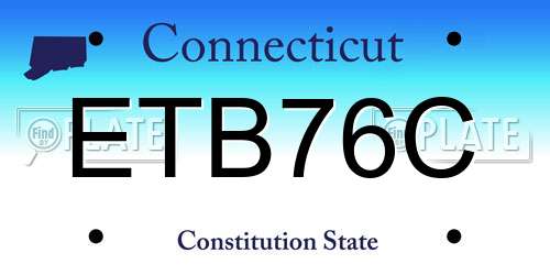 ETB76C Connecticut License Plate
