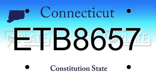 ETB8657 Connecticut License Plate