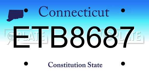 ETB8687 Connecticut License Plate