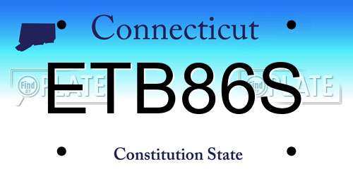 ETB86S Connecticut License Plate