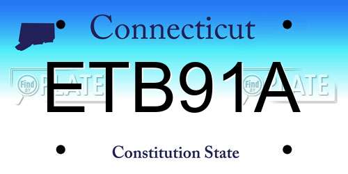 ETB91A Connecticut License Plate