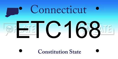 ETC168 Connecticut License Plate