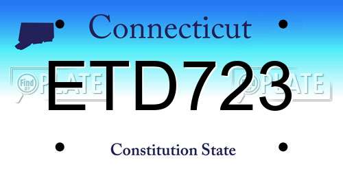 ETD723 Connecticut License Plate
