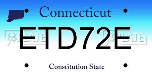 ETD72E Connecticut License Plate