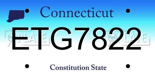 ETG7822 Connecticut License Plate