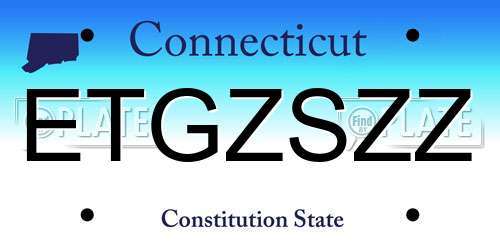 ETGZSZZ Connecticut License Plate