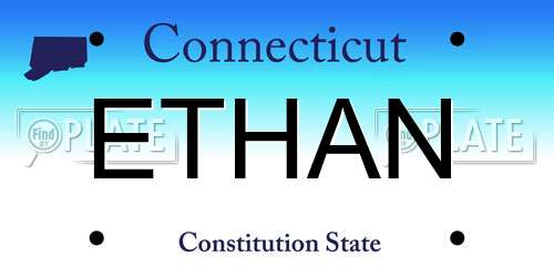 ETHAN Connecticut License Plate