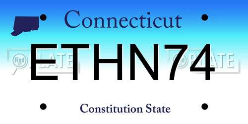 ETHN74 Connecticut License Plate