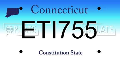 ETI755 Connecticut License Plate