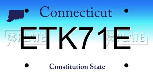 ETK71E Connecticut License Plate