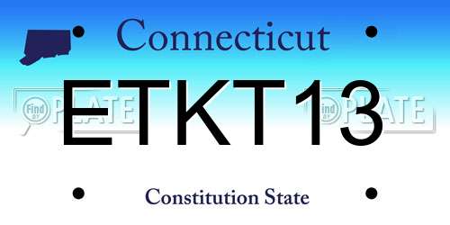 ETKT13 Connecticut License Plate