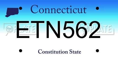 ETN562 Connecticut License Plate