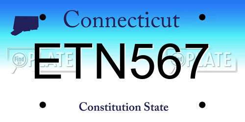 ETN567 Connecticut License Plate