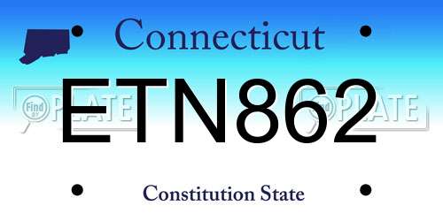 ETN862 Connecticut License Plate