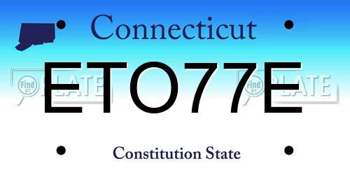 ETO77E Connecticut License Plate