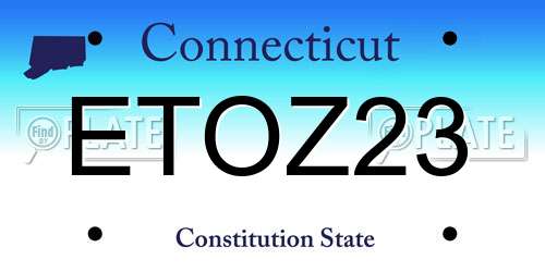 ETOZ23 Connecticut License Plate
