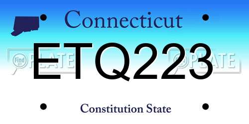 ETQ223 Connecticut License Plate