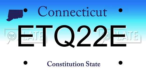 ETQ22E Connecticut License Plate
