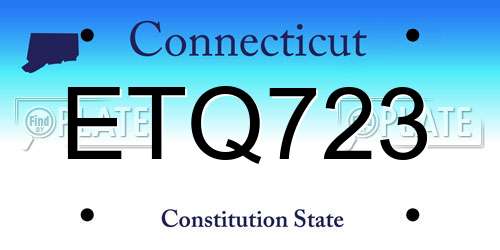 ETQ723 Connecticut License Plate