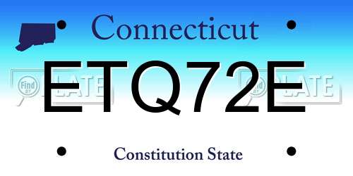 ETQ72E Connecticut License Plate
