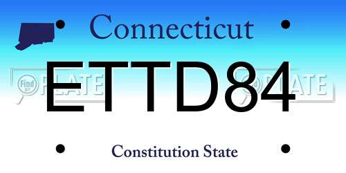 ETTD84 Connecticut License Plate