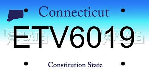 ETV6019 Connecticut License Plate