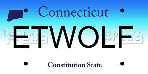 ETWOLF Connecticut License Plate