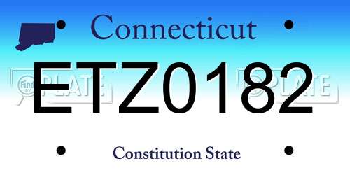 ETZ0182 Connecticut License Plate