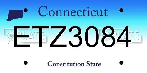 ETZ3084 Connecticut License Plate