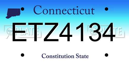 ETZ4134 Connecticut License Plate