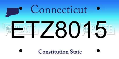 ETZ8015 Connecticut License Plate