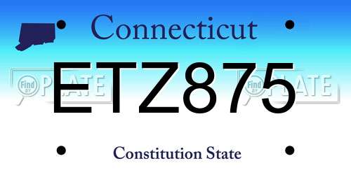 ETZ875 Connecticut License Plate