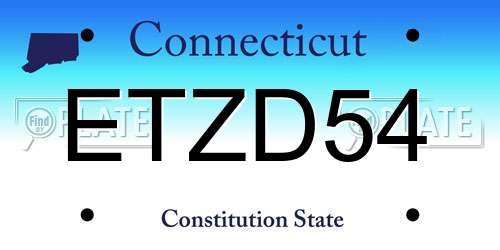 ETZD54 Connecticut License Plate