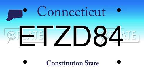 ETZD84 Connecticut License Plate