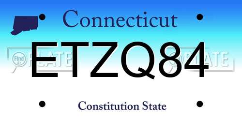 ETZQ84 Connecticut License Plate