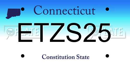 ETZS25 Connecticut License Plate