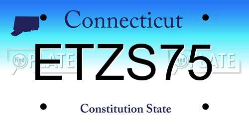 ETZS75 Connecticut License Plate