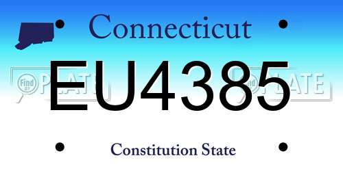 EU4385 Connecticut License Plate