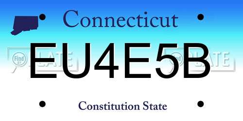EU4E5B Connecticut License Plate