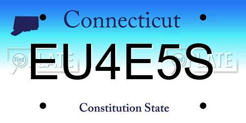 EU4E5S Connecticut License Plate