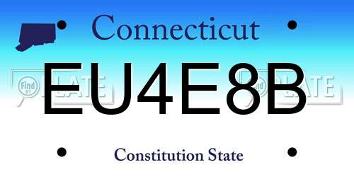 EU4E8B Connecticut License Plate