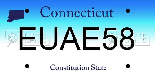 EUAE58 Connecticut License Plate